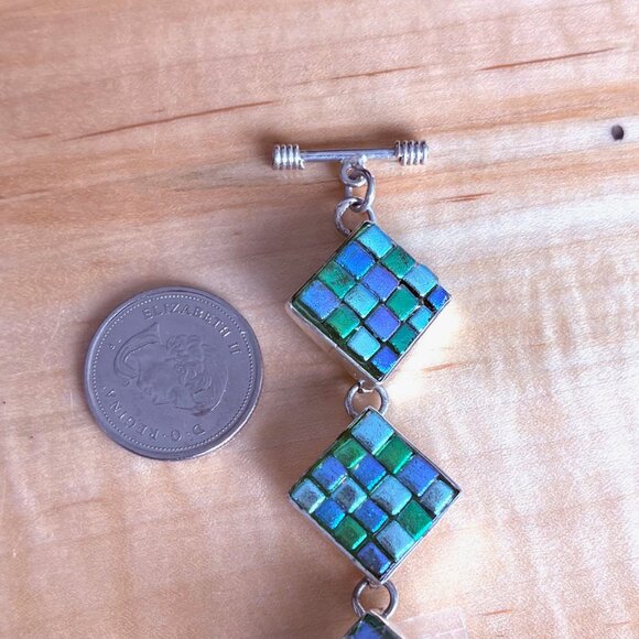 Dichroic Glass & Sterling Silver Bracelet Blues - Picture 8 of 8